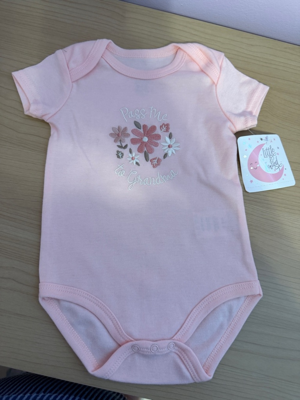 Carter's Light Pink Floral 'Pass Me to Grandma' Bodysuit